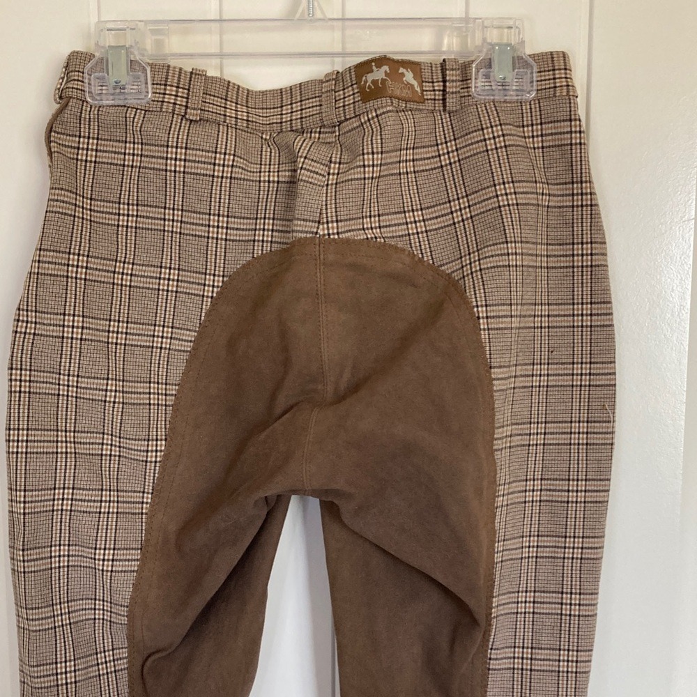 HKM Womens Plaid Brown Equestrian Riding Pants Size US 30 Stretch Classic - Picture 14 of 16